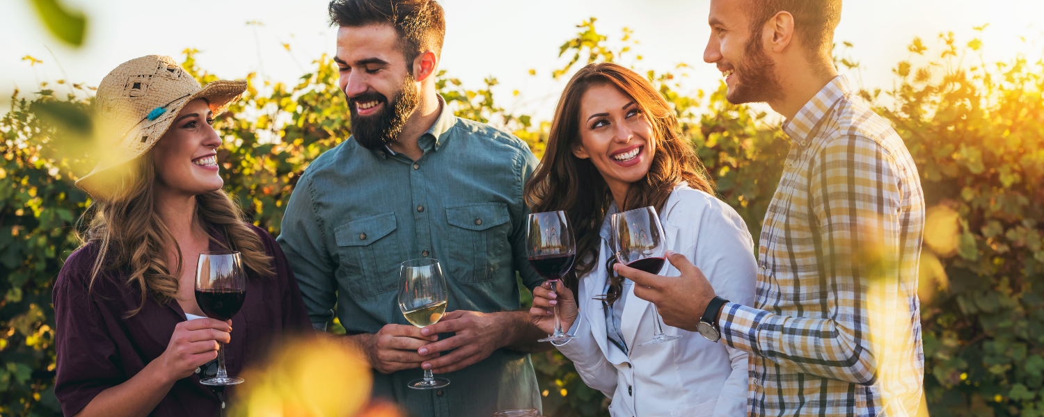 group of friends enjoying wine