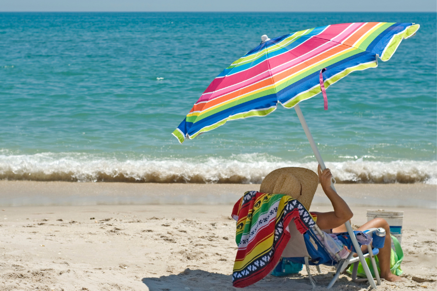 woman relaxing in beach chair, outer banks labor day weekend rentals